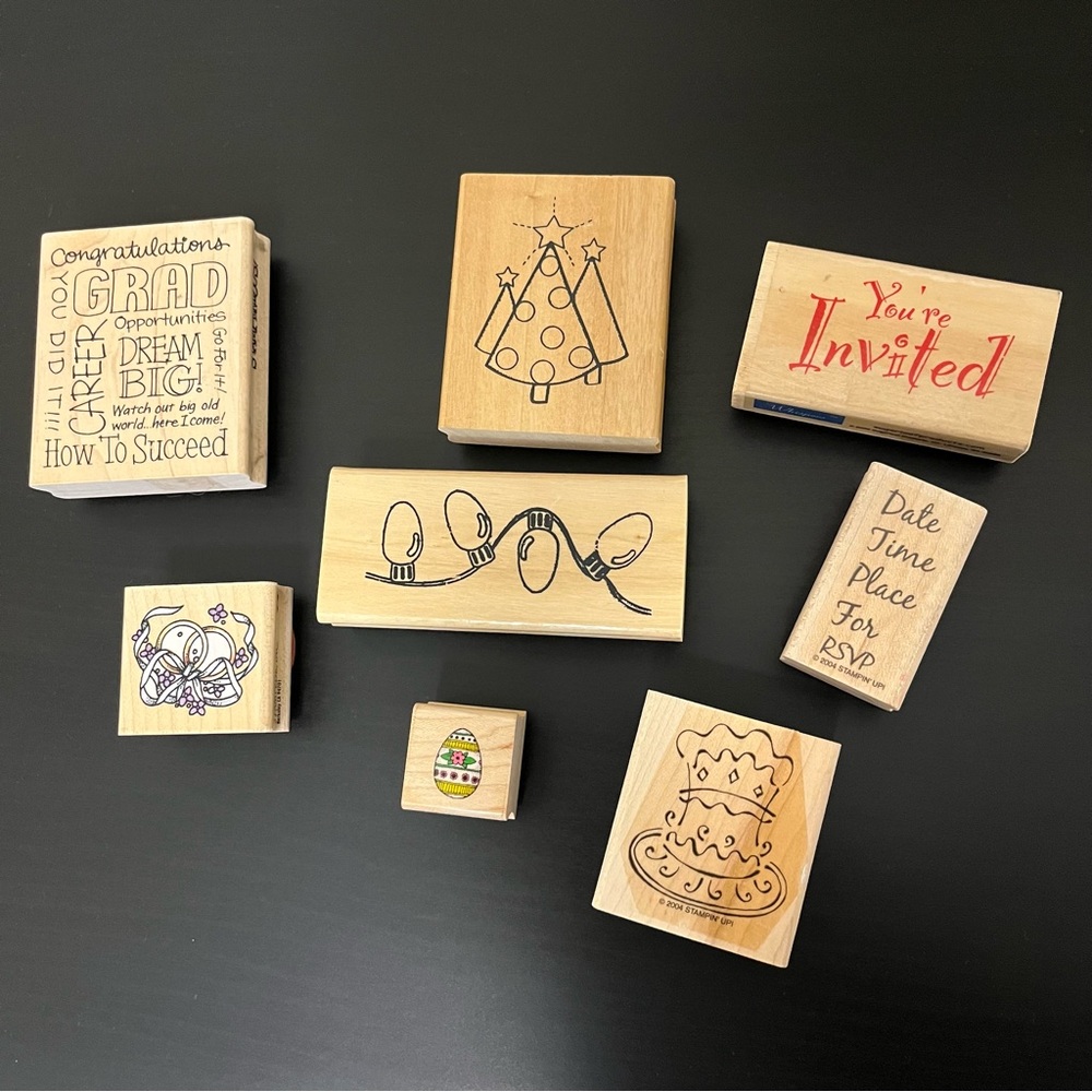 Celebration Theme Rubber Stamps - Lot of Eight